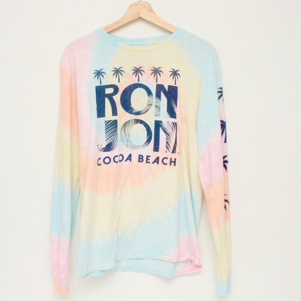 Vtg Ron Jon Cocoa Beach LS T Shirt Tie Dyed Medium Size